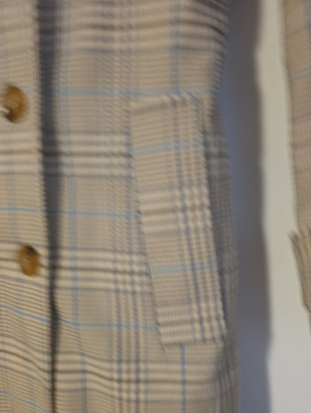 Beaudette Double-Breasted Beige Plaid Trench Coat - Picture 7 of 10